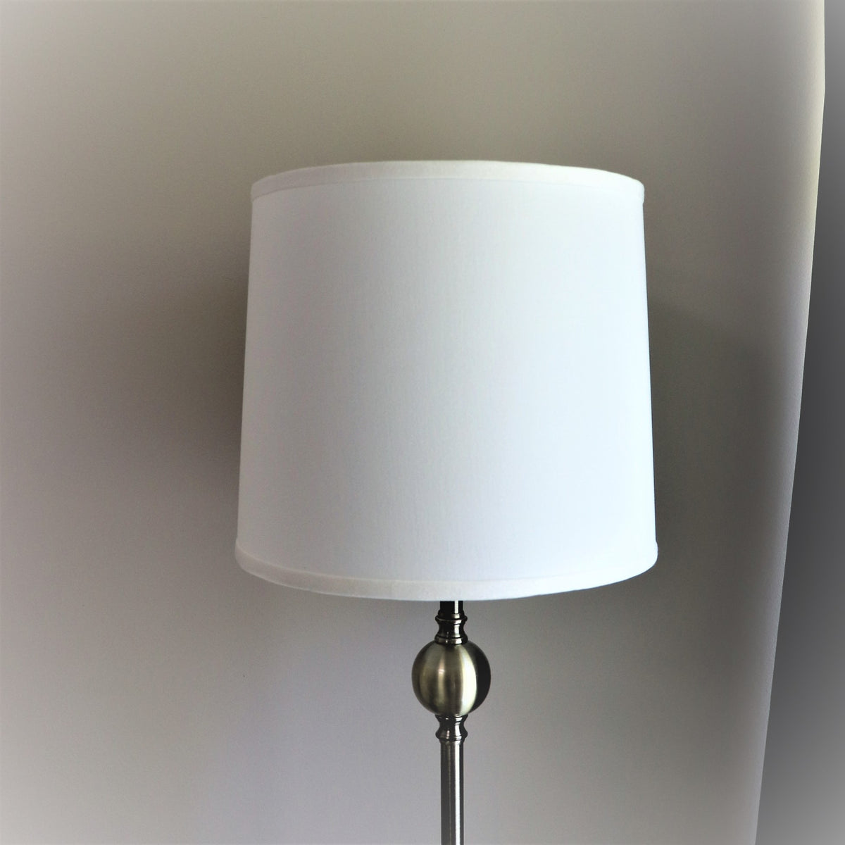 Cream linen lampshade.