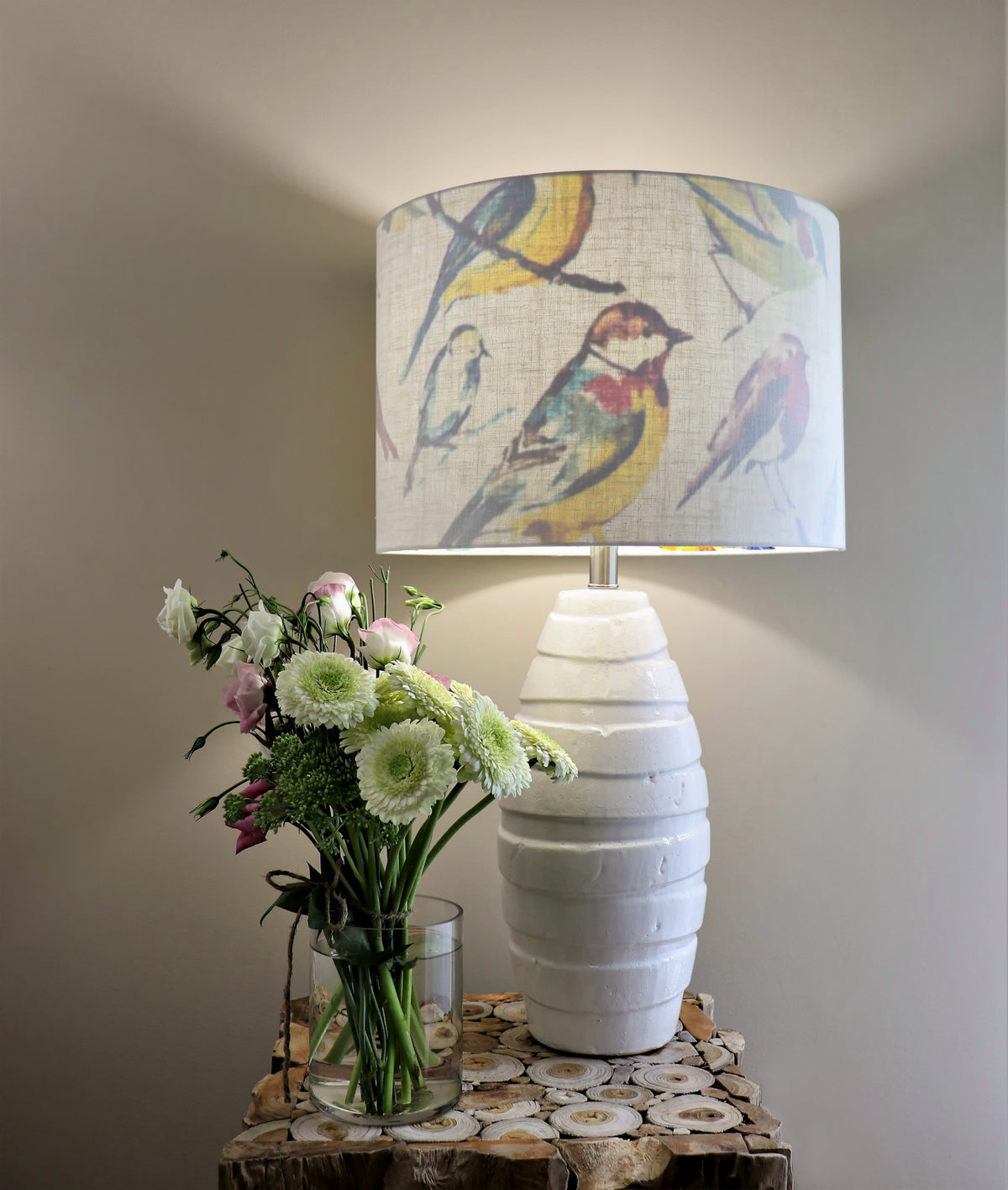 Cream linen out and bird linen in.