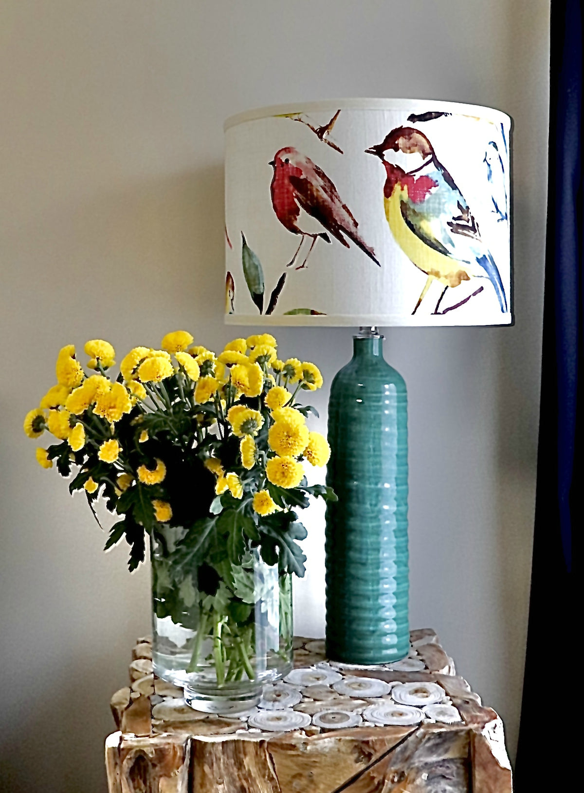 Bird linen drum.