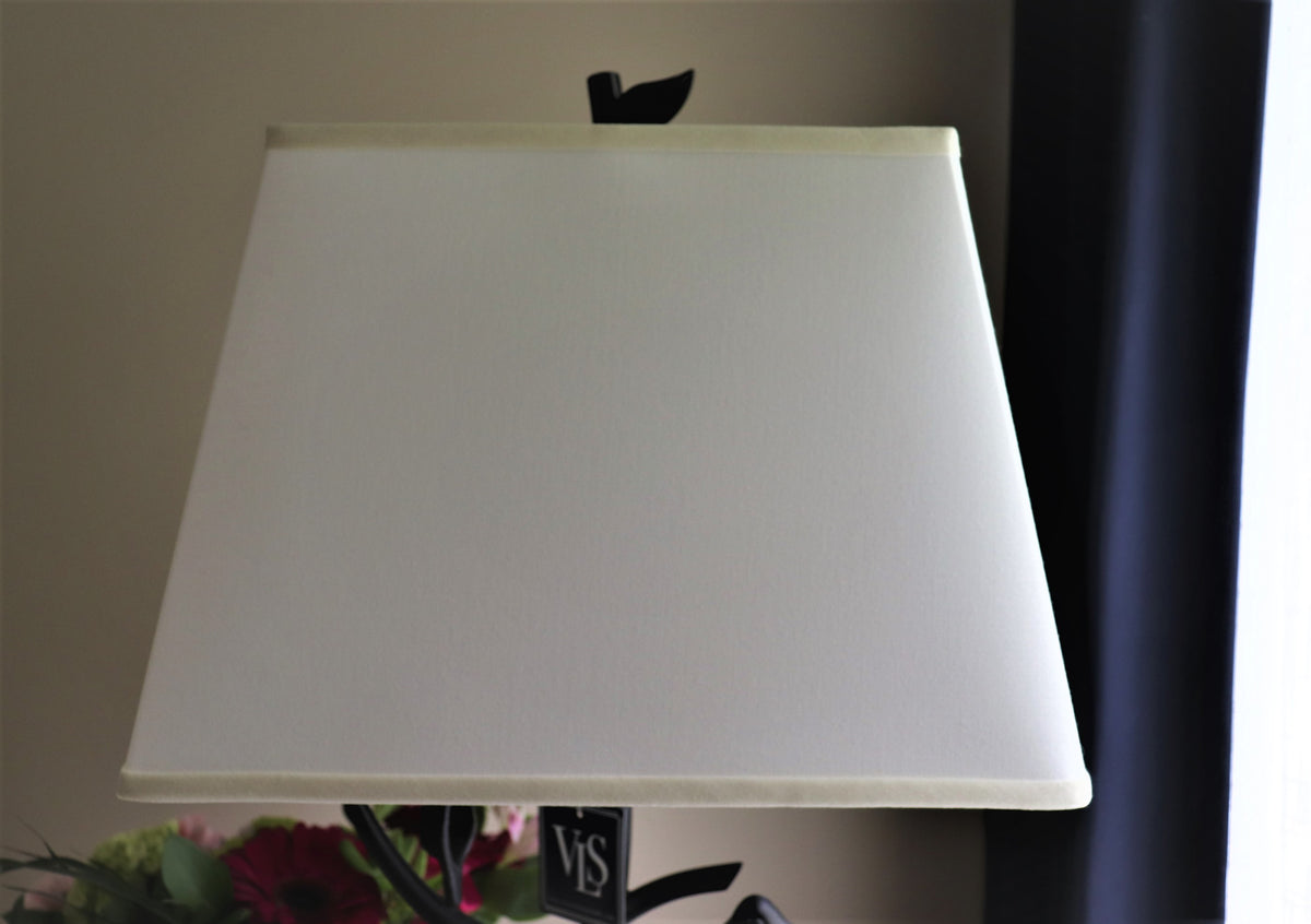 Cream linen lampshade.
