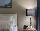 Black cotton drum lampshade.