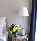 Cream linen lampshade.