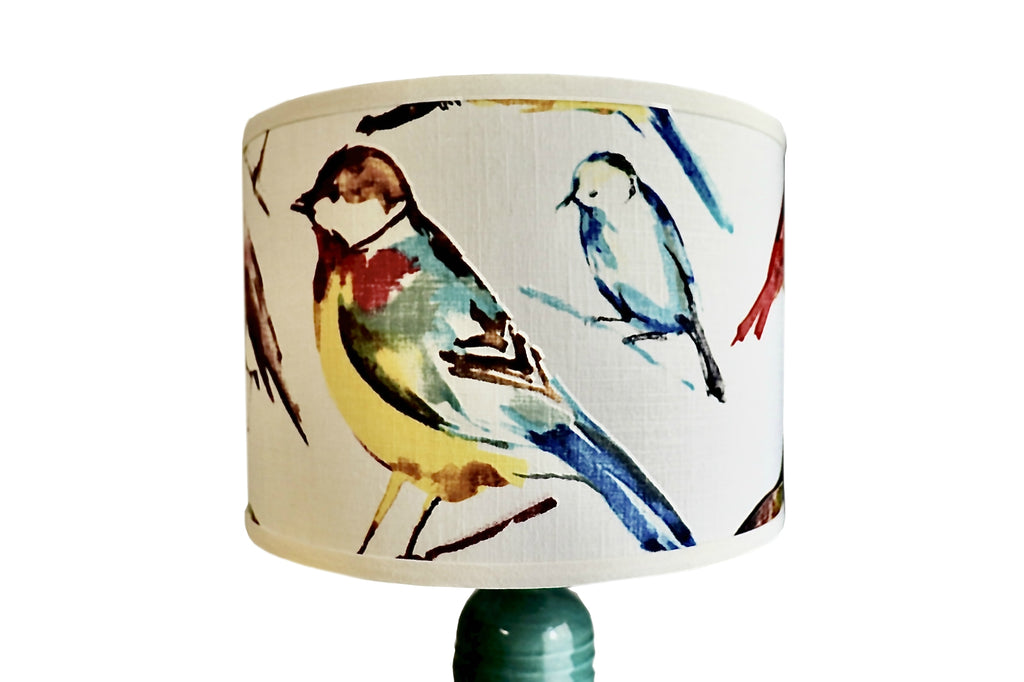 Colourful bird lampshade.